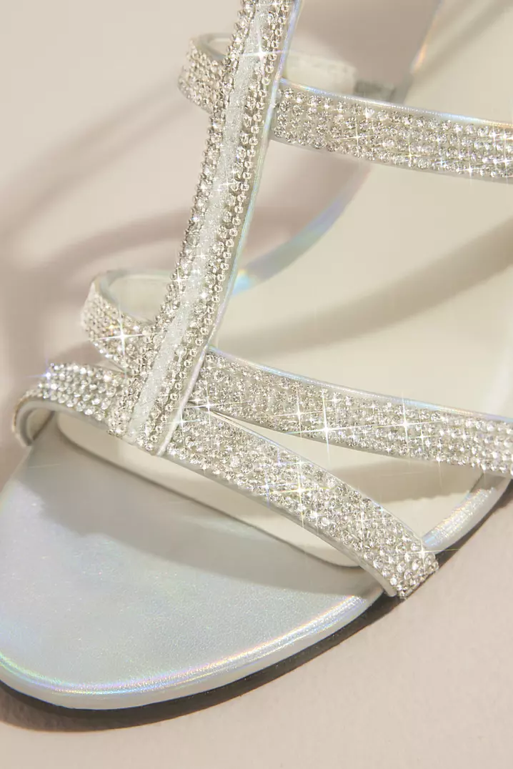 Crystal-Embellished Strappy Wedges | David's Bridal Crystal-Embellished Strappy Wedges | David's Bridal