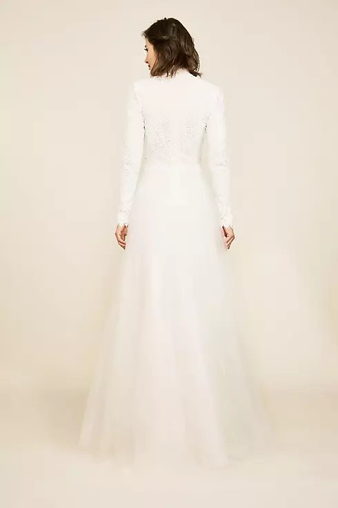 Emine Long Sleeve Embroidered Tulle Wedding Gown Image 2