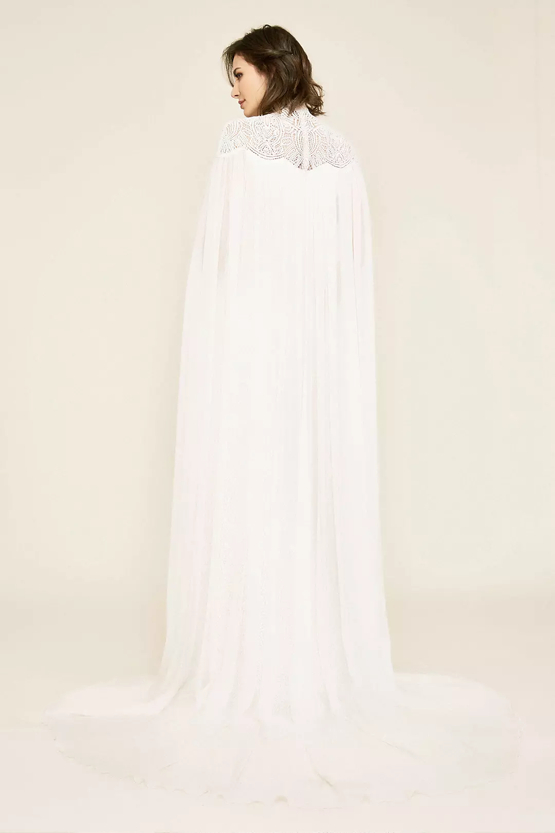 Caspian Lace Wedding Gown with Chiffon Cape