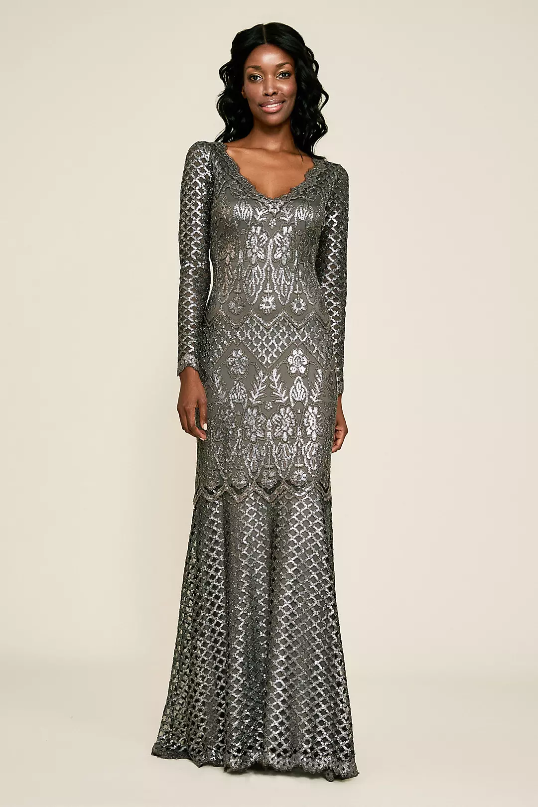 Archer Sequin Gown with Lattice Details Image