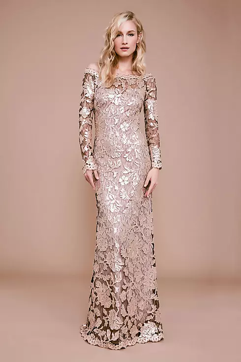 Ophelia Long Sleeve Sequin Applique Lace Gown Image 1