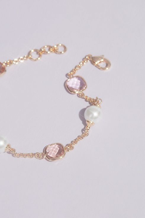 Crystal and Pearl Chain Bracelet Image 3
