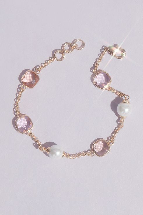 Crystal and Pearl Chain Bracelet Image