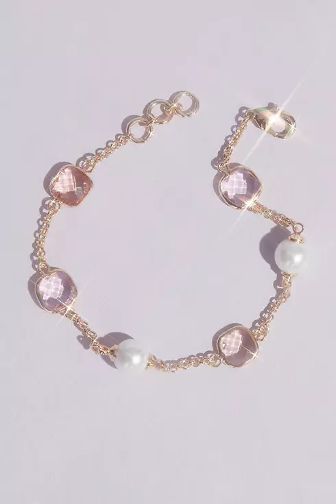 Crystal and Pearl Chain Bracelet Image 1