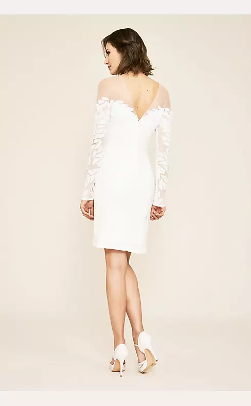 Short Sequin Lace Motif Long Sleeve Wedding Dress Image 2