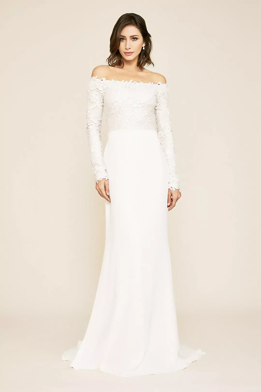 Crochet Lace Off-the-Shoulder Wedding Dress | David's Bridal