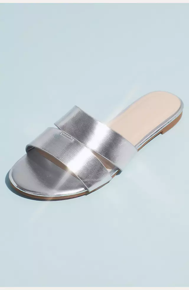 Metallic Double Strap Slide Girls Sandals | David's Bridal