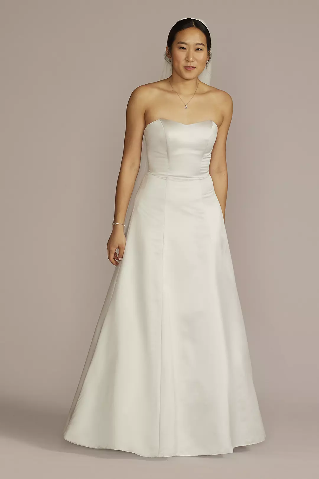 Strapless A-Line Satin Wedding Dress Image