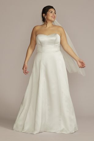 A-line Satin White Bridal Dress with Straight Strapless Neckline –  loveangeldress