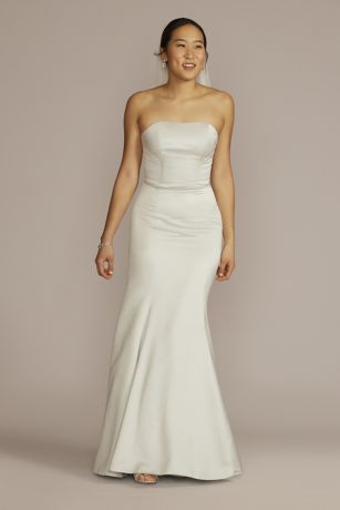 Allover Lace Strapless Sheath Wedding Dress