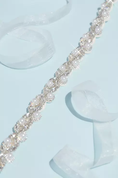 Crystal and Pearl Florets Sash with Pave Halo Image 2