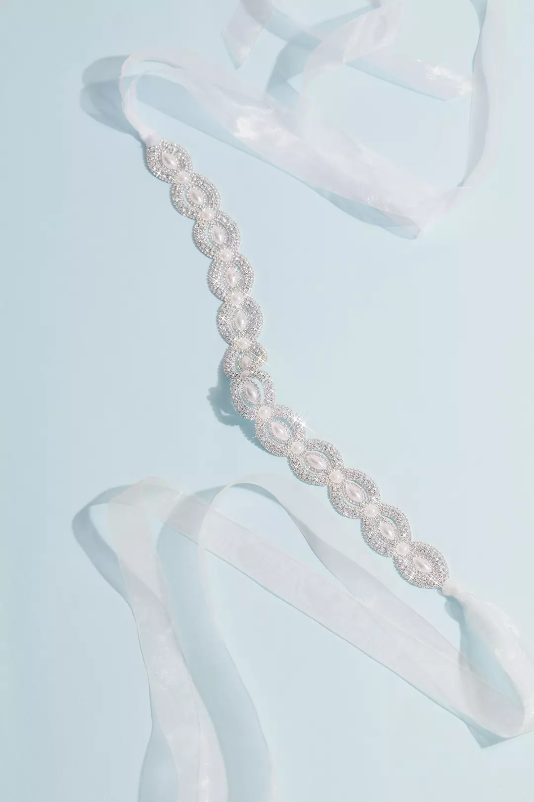 Oblong Crystal Ring Sash with Pearl Centers Image