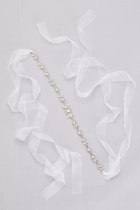 Linked Pearl and Crystal Round Flower Sash Image 1