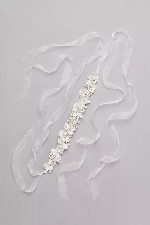 Handmade Pearl-Encrusted Flower Sash Image 1