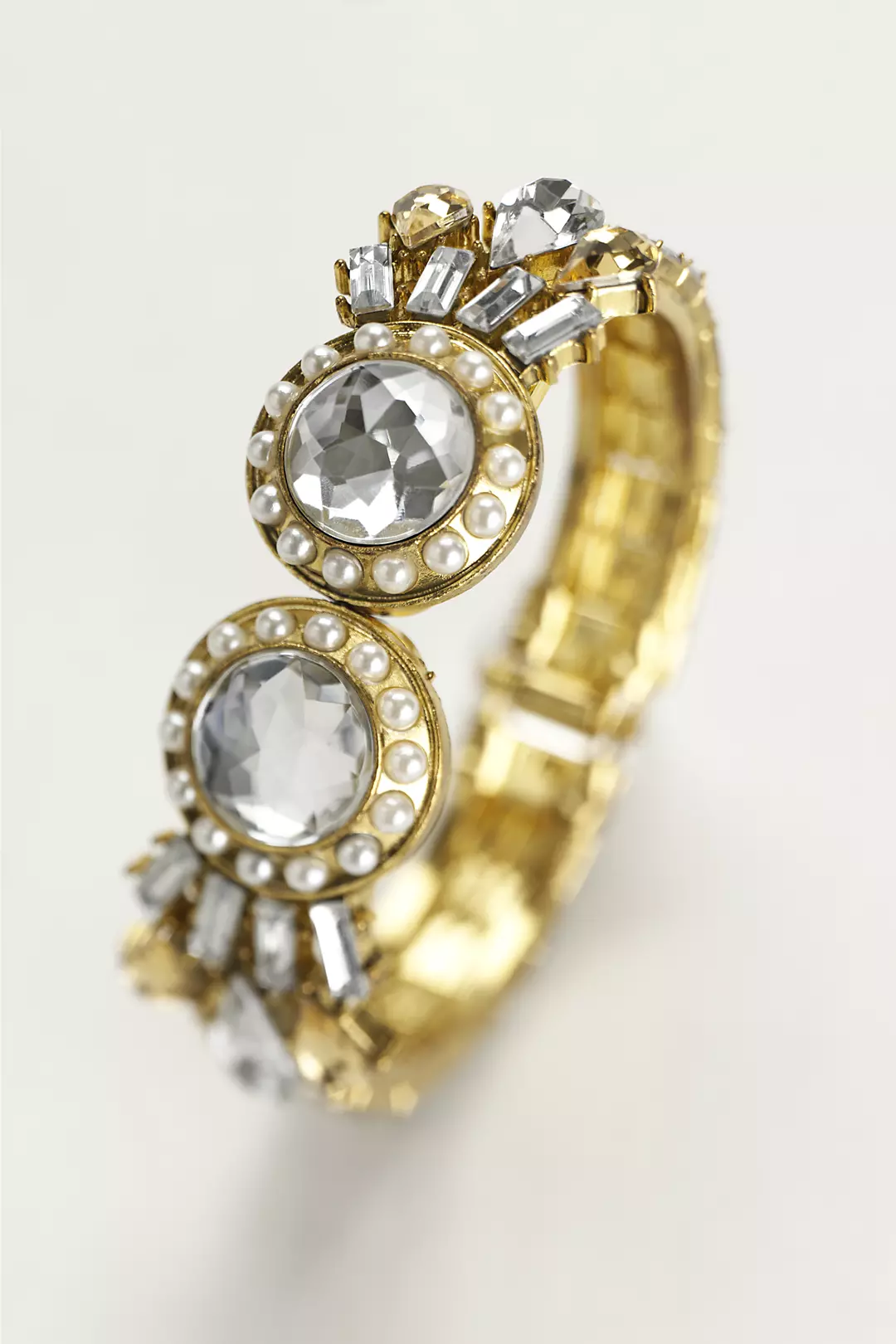 Crystal and Pearl Encrusted Hinge Bracelet Image