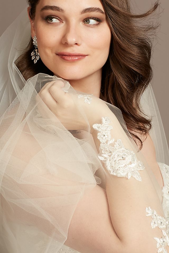 Floral Embroidered Cathedral  Veil with Crystals Image 3