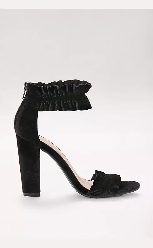 Ruffled Velvet Ankle-Strap Heels  Image 3