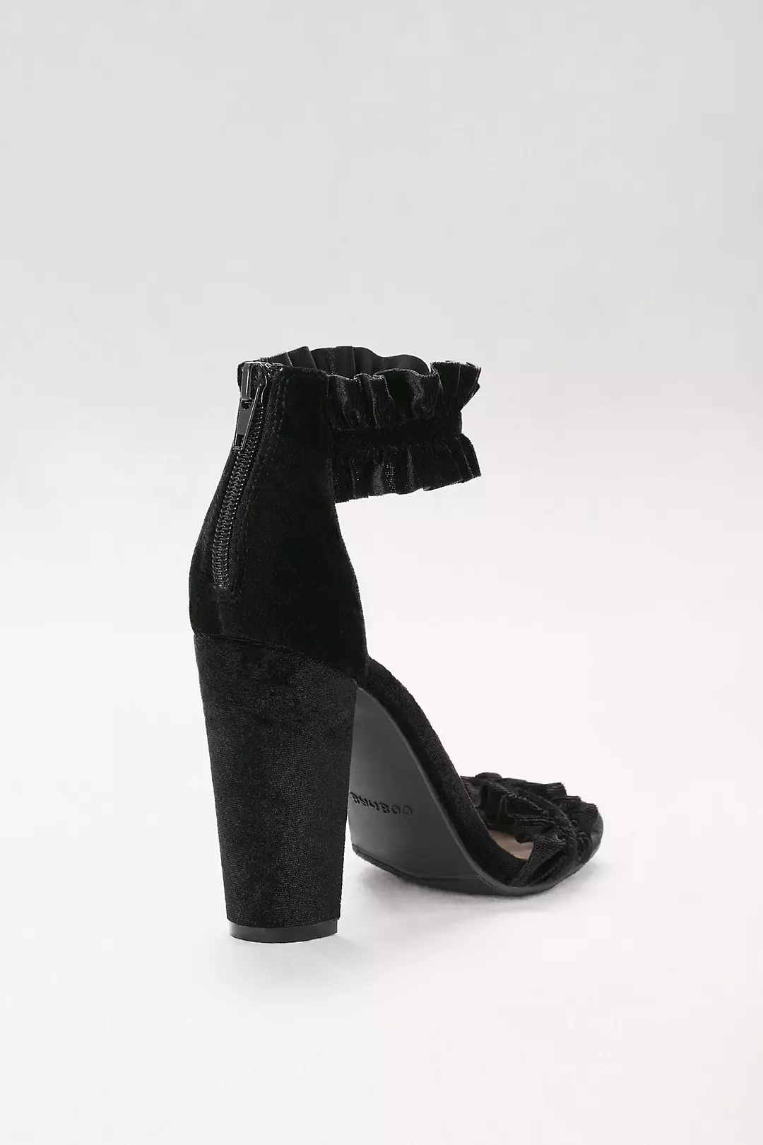 Ruffled Velvet Ankle-Strap Heels  Image 2