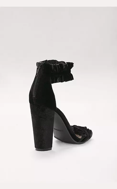 Ruffled Velvet Ankle-Strap Heels  Image 2