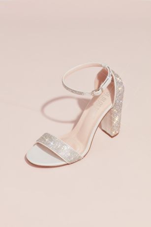 silver bridesmaid shoes block heel