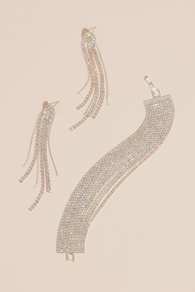 Layered Strands Iridescent Rhinestone Bracelet Image 3