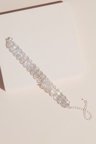 Pave Crystal Scalloped Concentric Circle Bracelet | David's Bridal