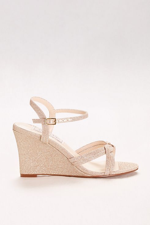 Woven-Strap Glitter Wedges  Image 3