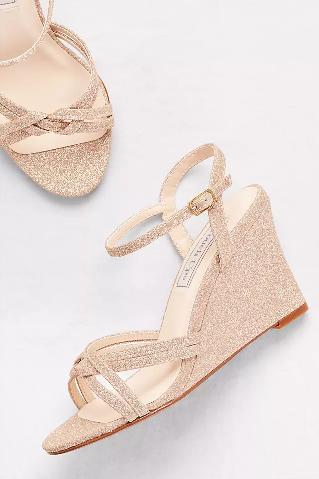 Woven-Strap Glitter Wedges  Image 4