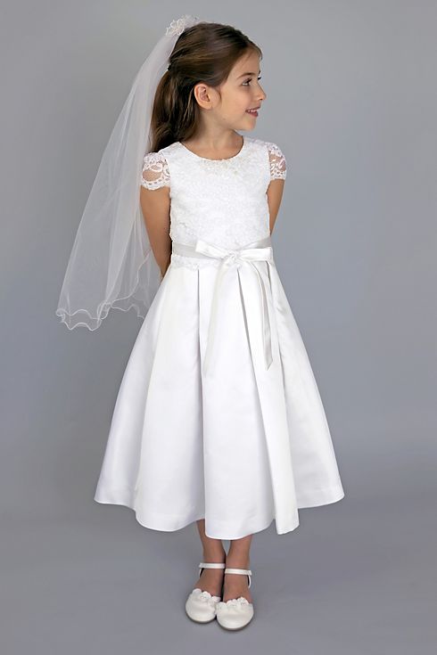 Lace Bodice Communion Dress with Pleats Image 2