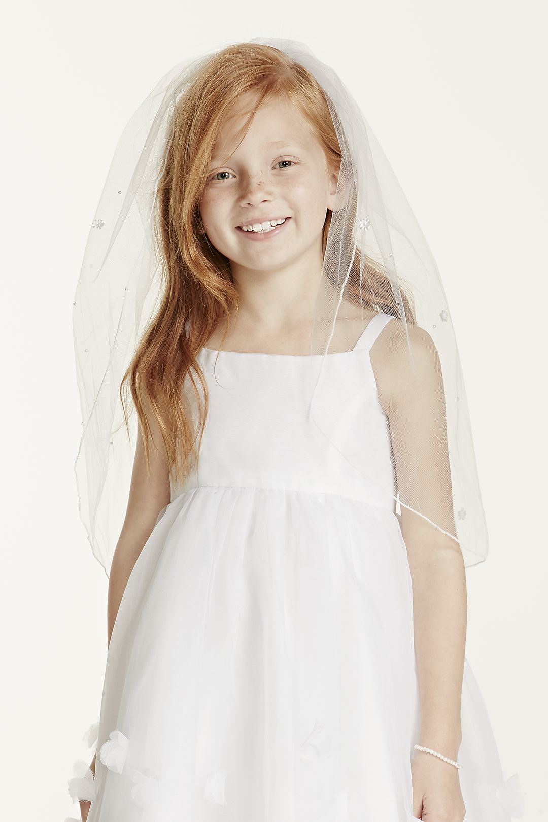 Communion Veil with Pearls Comb First Holy Communion Outfit, with Pearls +$5 / White
