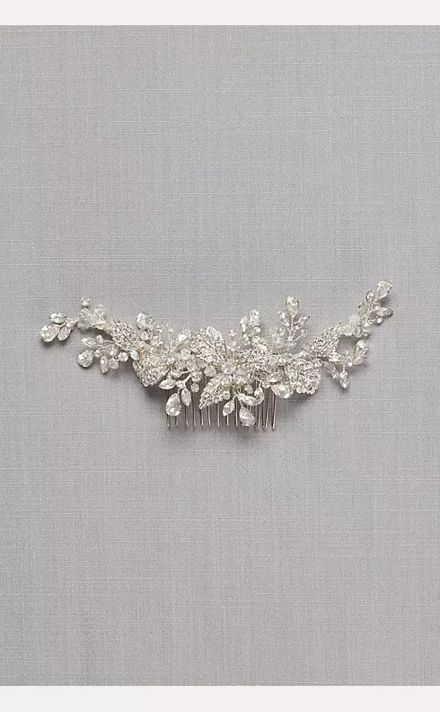 Pave Crystal Flower Hair Comb Image 1