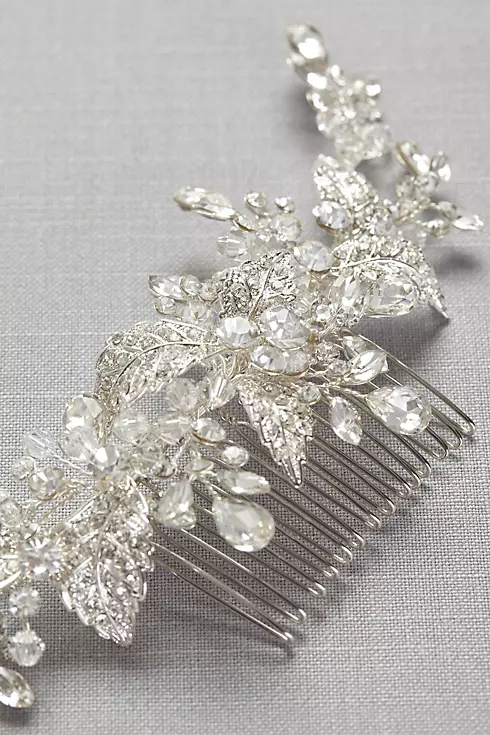 Pave Crystal Flower Hair Comb Image 3