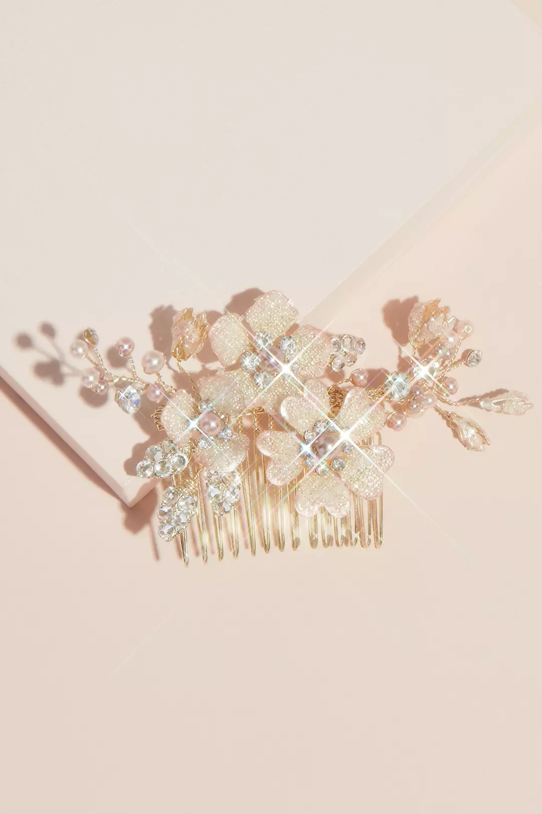 Pearl Crystal and Bead Gilded Flower Hair Comb Image