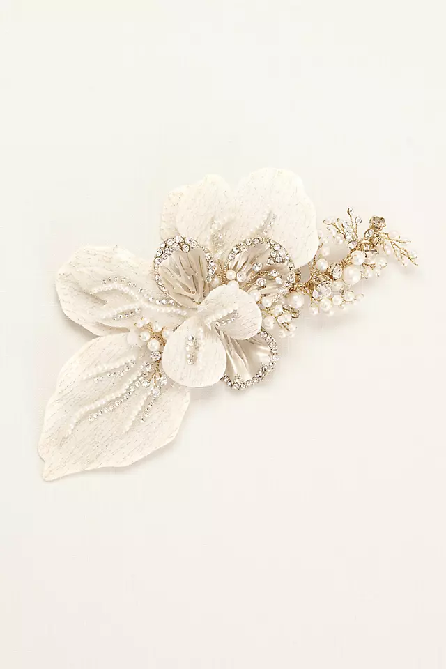 Floral Headpiece with Pearls and Crystals Image 4