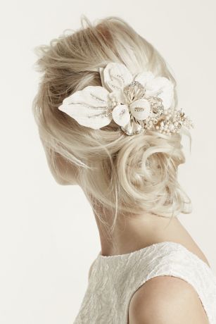 Floral Headpiece with Pearls and Crystals