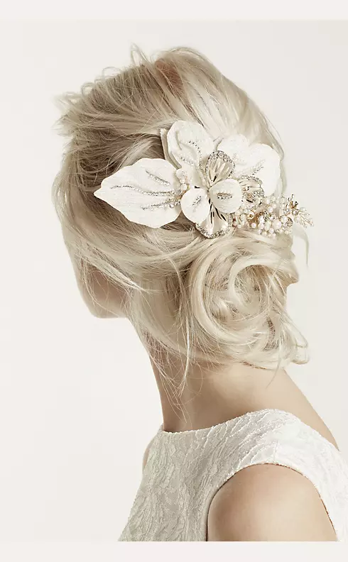 Floral Headpiece with Pearls and Crystals Image 1