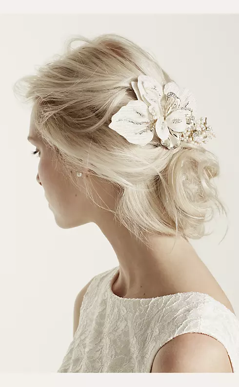 Floral Headpiece with Pearls and Crystals Image 2