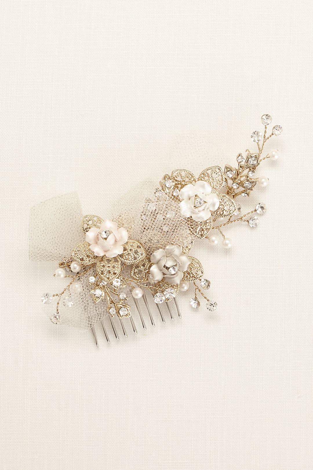 Puff Comb Tri Color Flower Puff Comb | David's Bridal