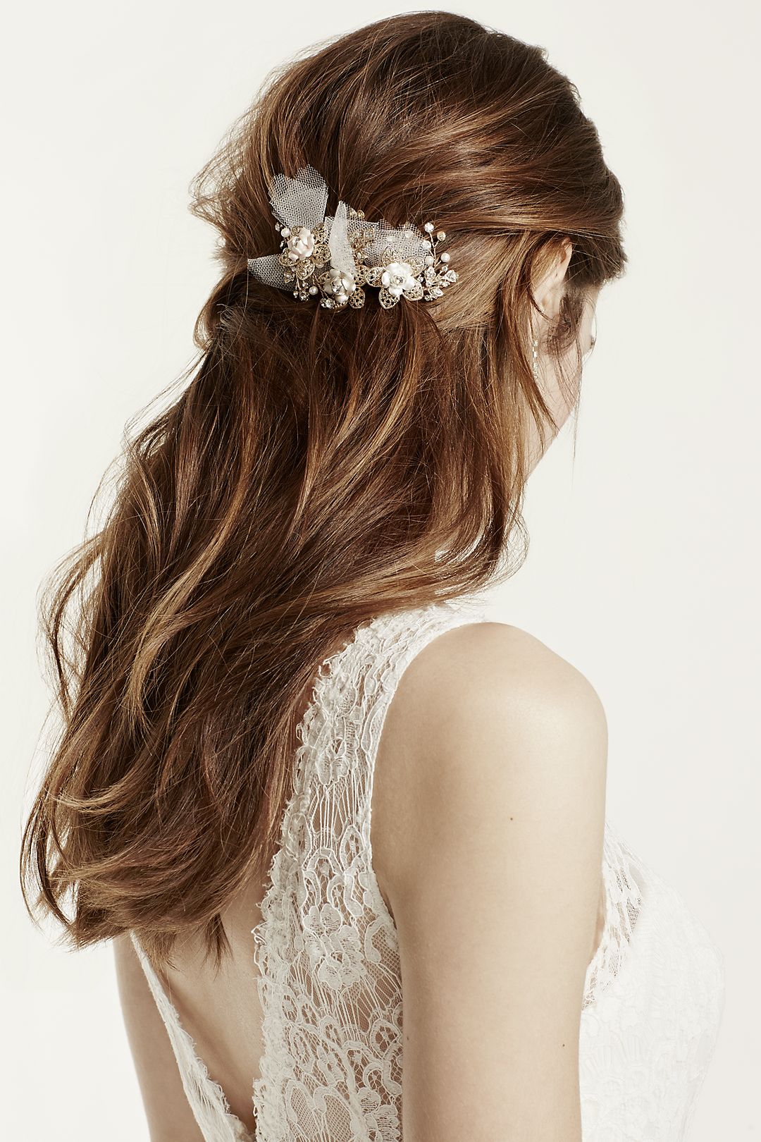 Puff Comb Tri Color Flower Puff Comb | David's Bridal