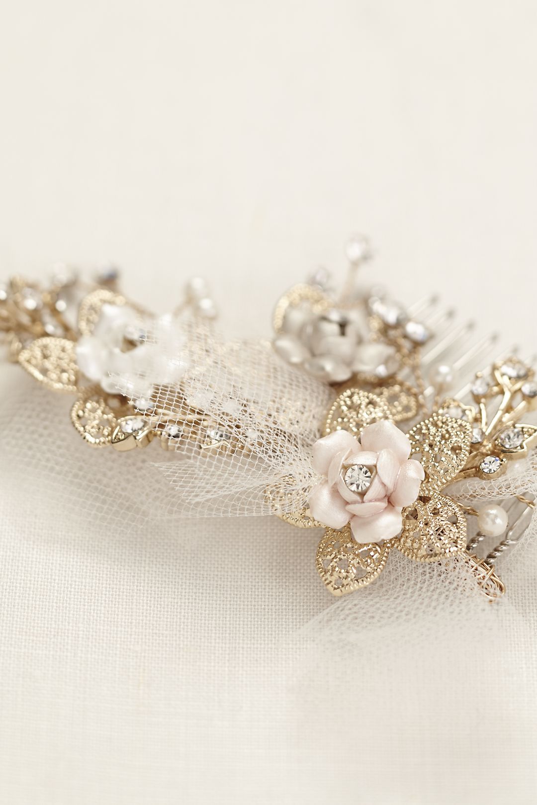 Puff Comb Tri Color Flower Puff Comb | David's Bridal