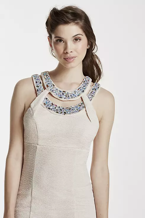 Short Halter Dress with Crystal Beaded Neckline Image 3