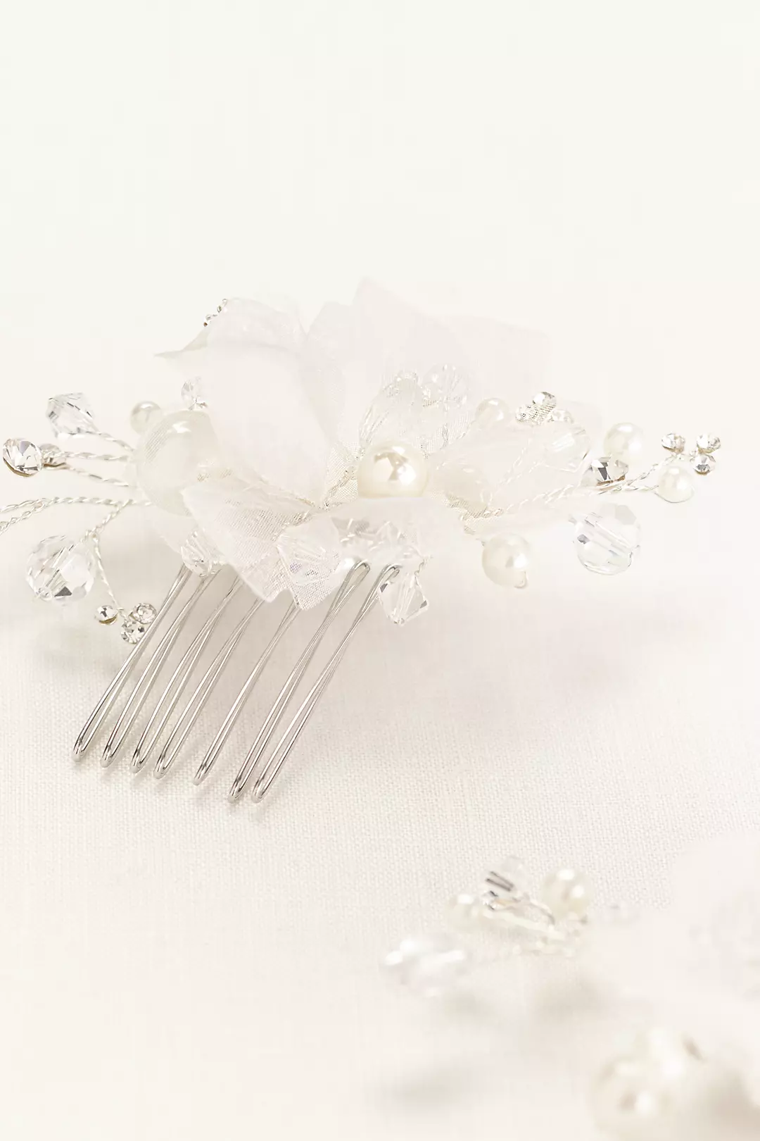 Organza Flower and Crystal Comb Set Image
