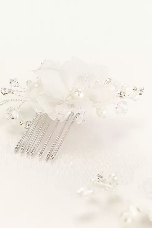 Organza Flower and Crystal Comb Set Image 1