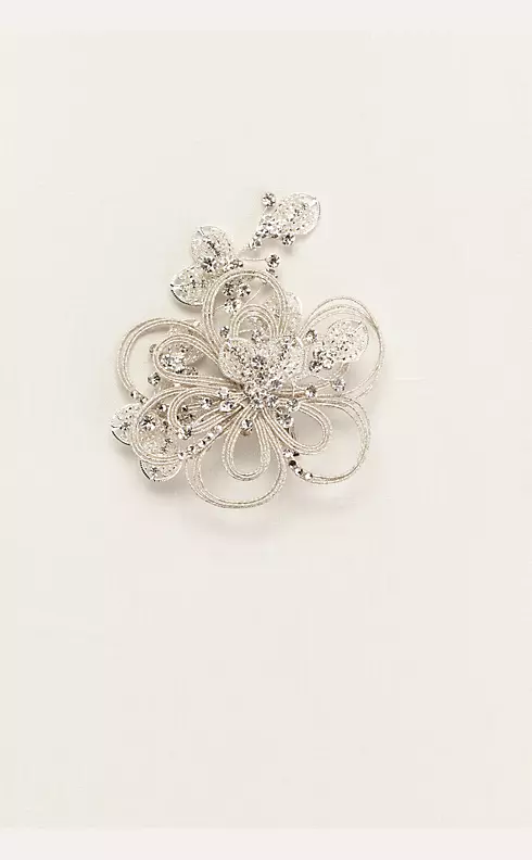 Open Wire Flower with Crystal and Seed Bead Detail Image 2