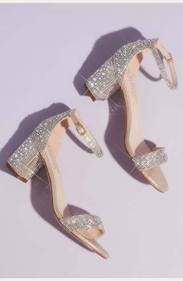 Allover Crystal Glitter Block Heel Sandals Image 5