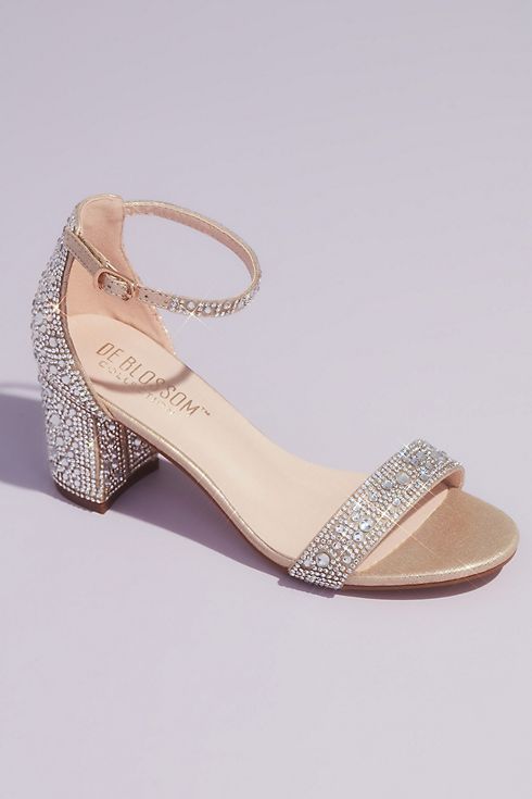 Allover Crystal Glitter Block Heel Sandals Image 1