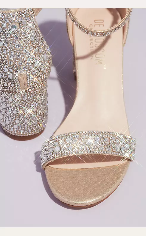 Allover Crystal Glitter Block Heel Sandals | David's Bridal