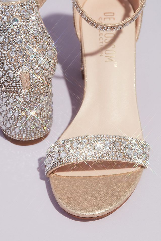 Allover Crystal Glitter Block Heel Sandals Image 3