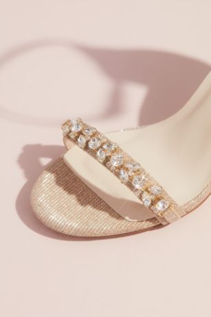 Crystal-Studded Metallic Block Heels | David's Bridal