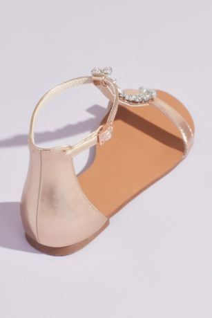 metallic strappy micro crystal flat sandals